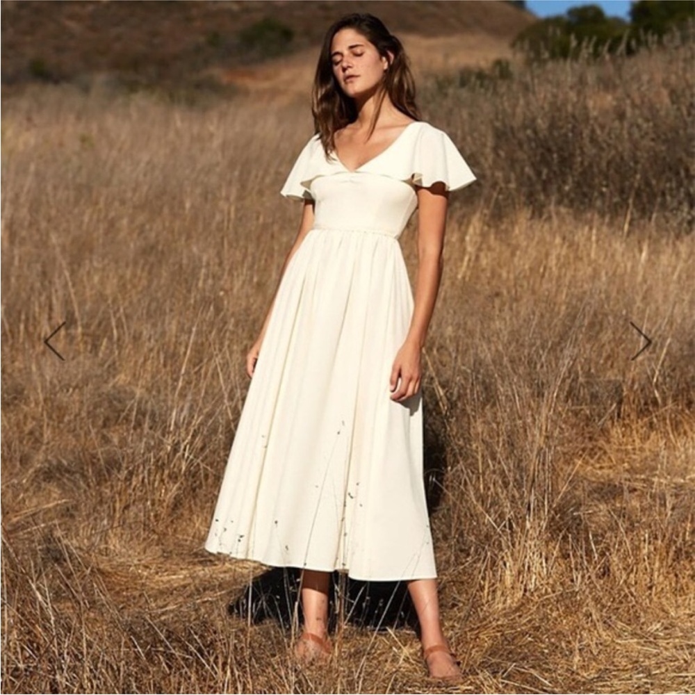 Christy Dawn Yellow A-Line Sundress with Flutter Sleeves